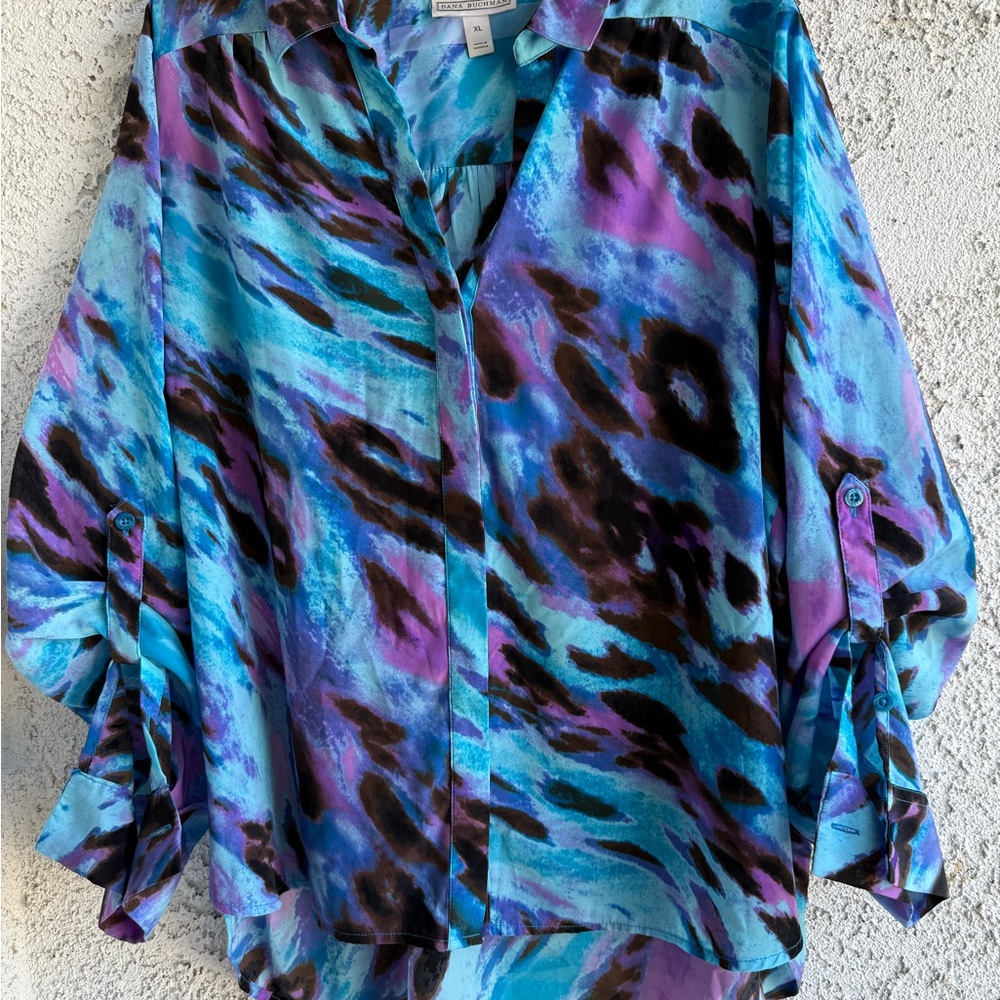 Dana Buchman Blue and Purple Blouse